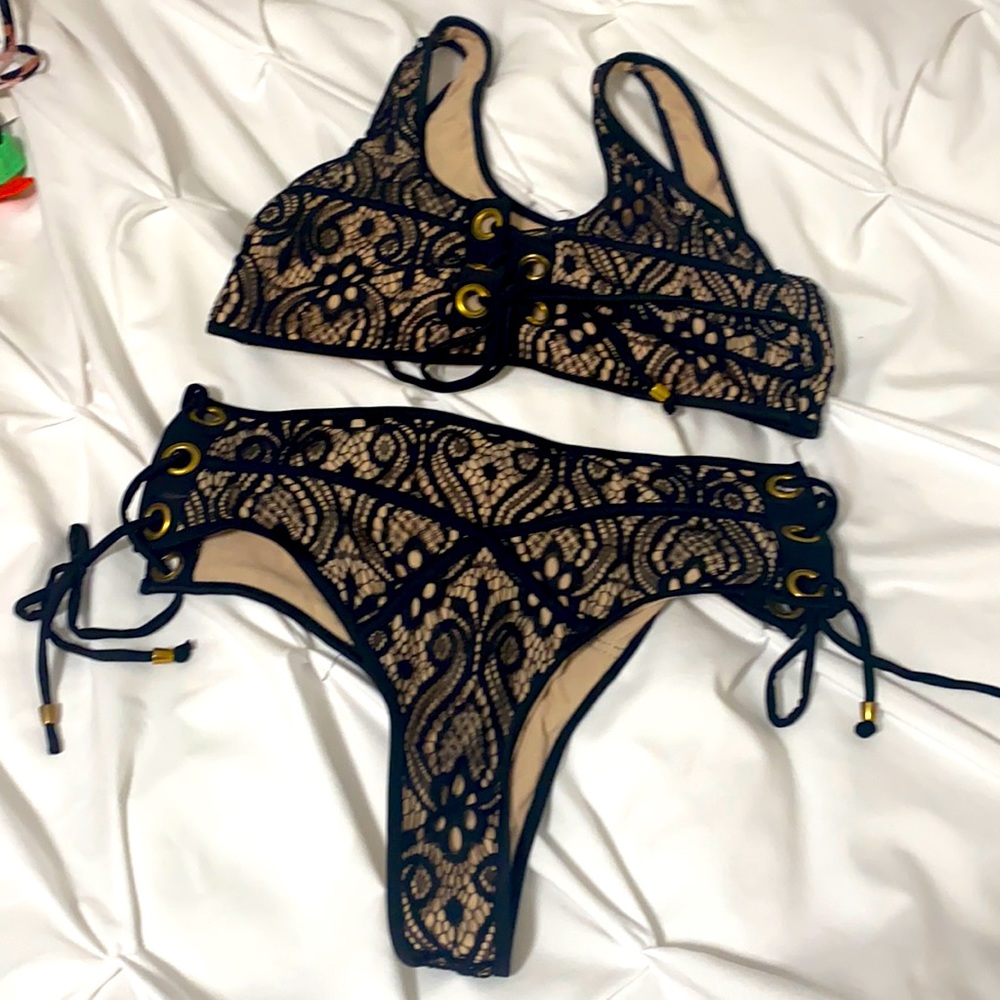 Black and nude lace bikini!